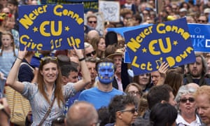 Protesters hold pro-EU placards on the March for Europe.