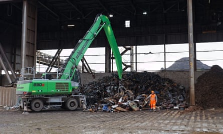 Scrap metal at Celsa steelworks used for the steel manufacturing process