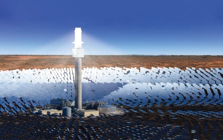 Rendering from company SolarReserve of the planned Aurora solar thermal plant.