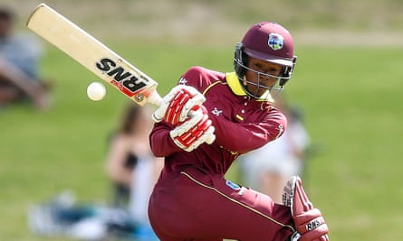 Alick Athanaze of West Indies bats during the U19 Cricket World Cup match against New Zealand in 2018
