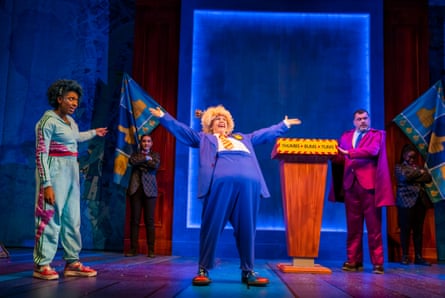 Ellena Vincent, Kate Donnachie and Irvine Iqbal in Aladdin.