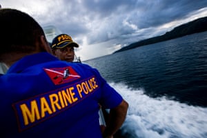 Indonesian marine police head out to arrest marine megafauna traders on the Ambon Island.