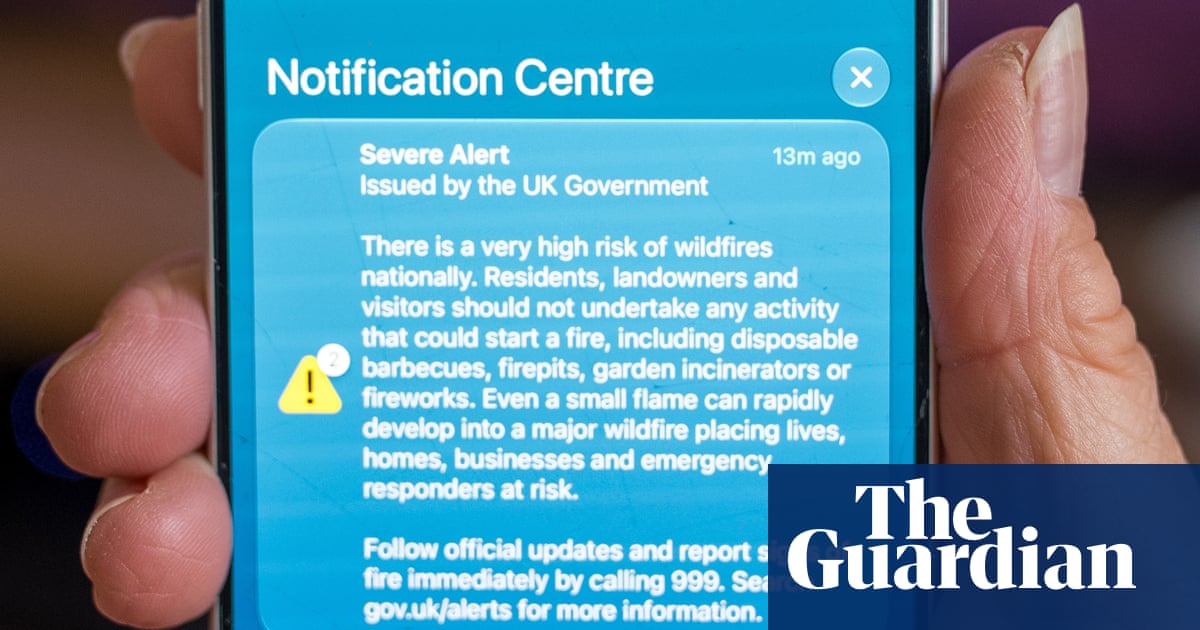 Alarmed by the alarm: people react to ‘severe alert’ on phones with message on UK wildfires