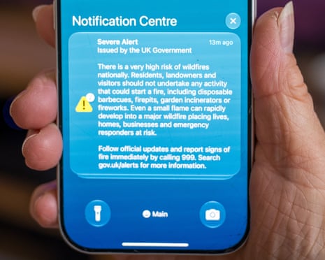 Phone displaying severe alert