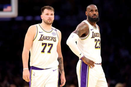 Luka Dončić, left, and LeBron James deserve better than what the Lakers’ front office has delivered in free agency.