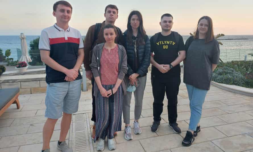 Xenia Karpenko (third from right) and her Ukrainian colleagues in Limassol