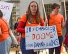 ‘Pull the plug’: protesters resort to direct action against AI firms