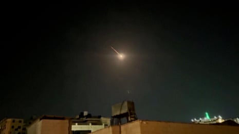 Explosions seen over Israel and West Bank after Iran launches drones and missiles – video