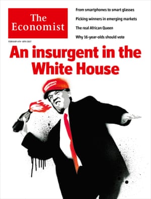 Miles Donovan for The Economist“Art director Stephen Petch had the concept of famous Banksy artwork of a rioter throwing flowers. Illustration is a great way to communicate a concept, something photography can’t always do. With Trump there’s so much to satirize on a daily basis, it’s a golden era. My concern is that Trump is becoming too much of an easy route with editors. Magazines are running something Trump related nearly every week, although I think politics and business magazines are the only area of the print industry on the incline in terms of sales, so they’re doing something right.”
