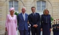 Camilla and Charles alongside Emmanuel and Brigitte Macron at the Élysée Palace in Paris