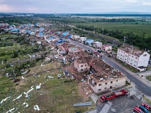 Hrusky, Czech Republic: The tornado left a trail of devastation, injuring more than 200 people.