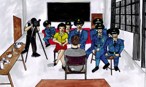 An image of Peter Dahlin’s questioning at the hands of China’s secret police as described to the Mexican-American artist Nicolas Luna Fleck 