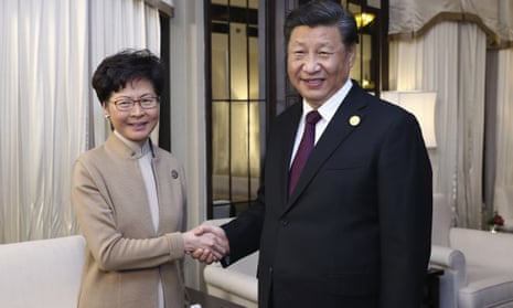 China’s Xi Jinping met Hong Kong’s chief executive, Carrie Lam, in Shanghai on Monday. 