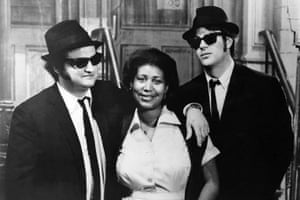 With John Belushi and Dan Aykroyd in The Blues Brothers, 1980.