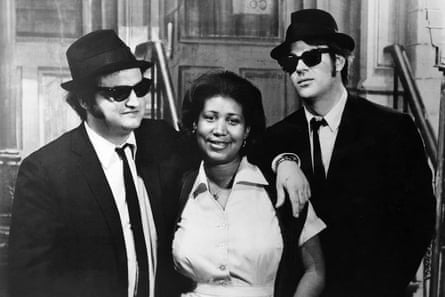 With John Belushi and Dan Aykroyd in The Blues Brothers, 1980.