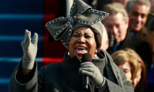 Aretha Franklin performing at the inauguration as president of Barack Obama in Washington, 2009.