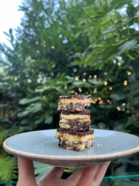 Felicity’s perfect nanaimo bars – cue ‘howls of outrage’. Thumbnail pics by Felicity.