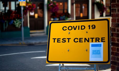 A sign for a Covid-19 test centre in London.