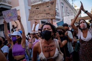San Juan, Puerto RicoProtesting women shout slogans during a demonstration against sexual violence in front of the governor’s mansion. The demonstrators denounce the inaction and slowness of the state in implementing the executive order declaring a state of emergency against gender-based violence
