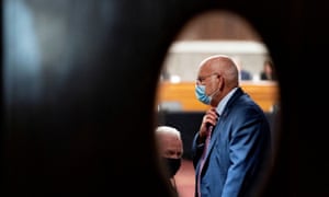 Dr Robert Redfield testifies at a Senate appropriations subcommittee hearing on the coronavirus on Capitol Hill Wednesday.