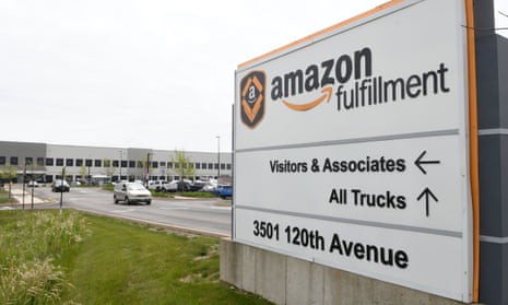 The Amazon fulfillment center in Kenosha, Wisconsin, on Friday. At least 20 employees have tested positive for the coronavirus in the last two months.