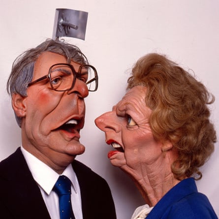 Spitting Image creators with their puppets