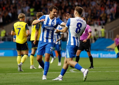 Olivier Boscagli puts Brighton ahead at Oxford.