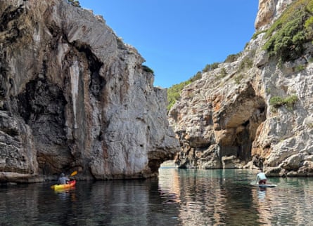 Kayaking just off Stiniva beach, Vis.