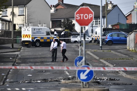 Investigators at the scene of the shooting of Lyra McKee in April 2019.