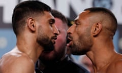 Amir Khan and Kell Brook stare each other down at the weigh-in