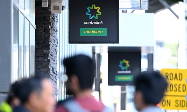 A Centrelink sign on the street
