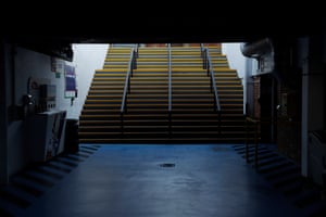 The stairway leading to the concourse at the back of the Arthur Wait stand just before Crystal Palace v Leeds.