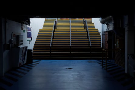 The stairway leading to the concourse at the back of the Arthur Wait stand just before Crystal Palace v Leeds on 7 November.