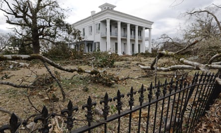 Damage outside Sturdivant Hall in Selma, Alabama.