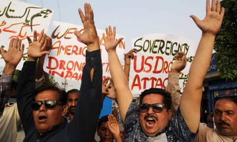 Civil society activists in Pakistan protest against a US drone strike last year