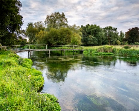 A trout fishing stretch of the chalkstream River Itchen near Twyford, Hampshire