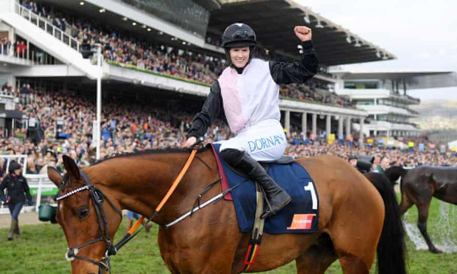 Rachael Blackmore on Bob Olinger after her victory in the Turners Novice Chase on Thursday.