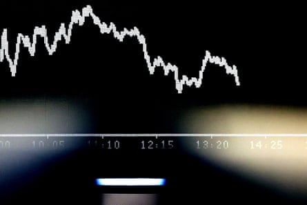 A data graph tracking the movement of stocks