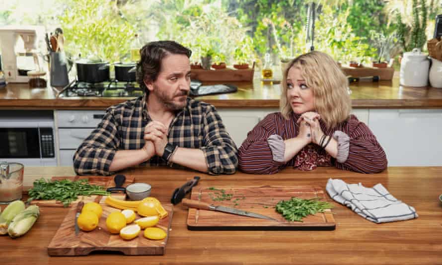 Ben Falconeand Melissa McCarthy in God’s Favorite Idiot.