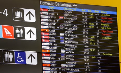 Flight list at Brisbane airport