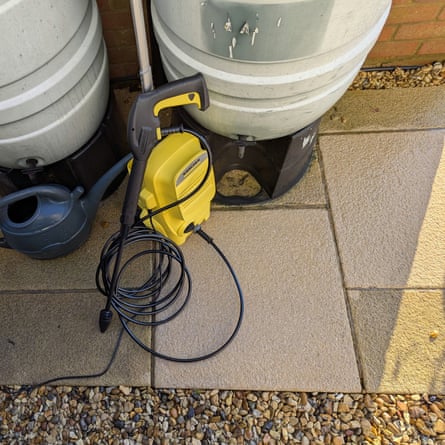 A patio slab after the Karcher K 3 pressure washer has cleaned it