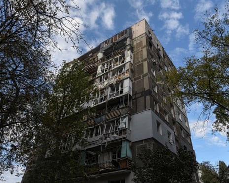 A view shows the site of the apartment buildings hit during a Russian missile strike, amid Russia’s attack on Ukraine, in Dnipro, Ukraine 20 September 2025.