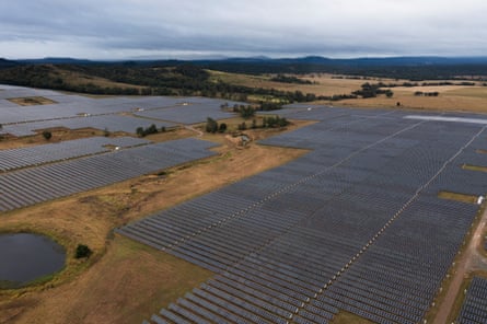 Woolooga solar farm near Lower Wonga in Queensland. Renewable energy makes up about 28% of the state’s electricity.
