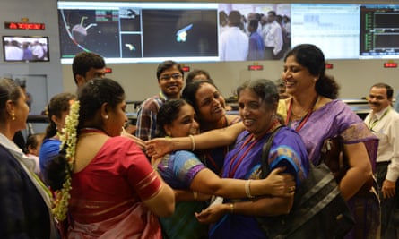 Staff at ISRO celebrate their spacecraft entering Mars orbit