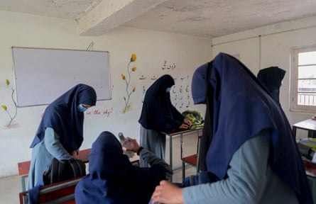 Girls in their classroom after their lunch break, Baramulla, Kashmir.
