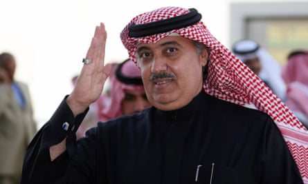 Prince Miteb bin Abdullah gestures to the camera
