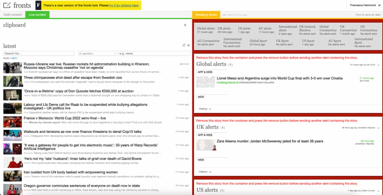 The Guardian’s Breaking News Tool