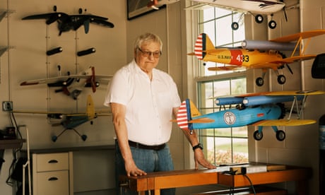 Marty Hoffert, Professor Emeritus of Physics at New York University, poses for a portrait in his garage, surrounded by his RC planes, in Ocala, Florida on Sunday afternoon, June 27, 2021.
(Zack Wittman for The Guardian)