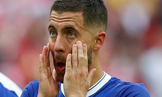 Chelsea’s Eden Hazard flew from Belgium to England to have surgery on his right ankle on Monday.