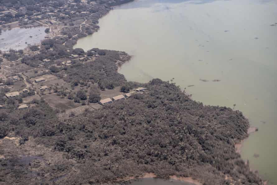 View of Nomuka, Tonga, taken by a Royal New Zealand Air Force P-3K2 Orion during a reconnaissance flight to assess the damage.